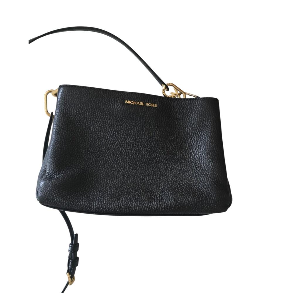 Michael Kors Signature Trisha Pebbled Leather Crossbody Black With Defect - Picture 2 of 7
